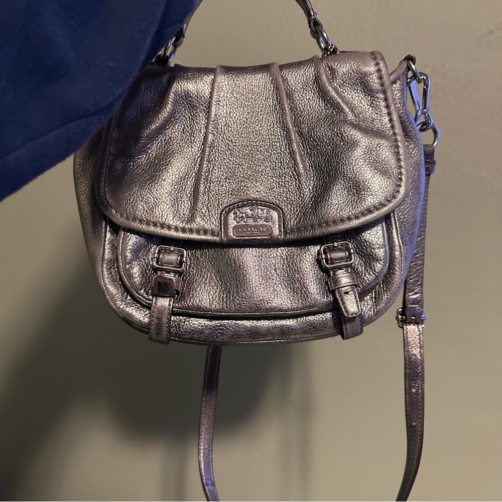 Coach Madison Annabelle Metallic Pewter Crossbody Bag